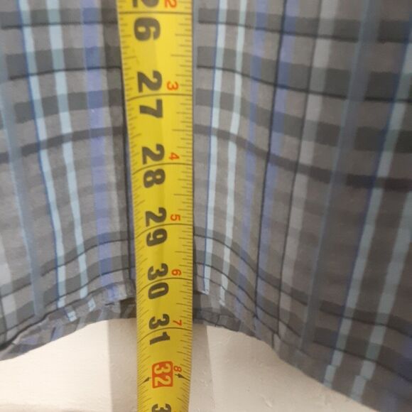 Structure Adult Mens XL Gray Blue Plaid Short Sleeve Button Up Shirt 100% Cotton - Picture 9 of 9